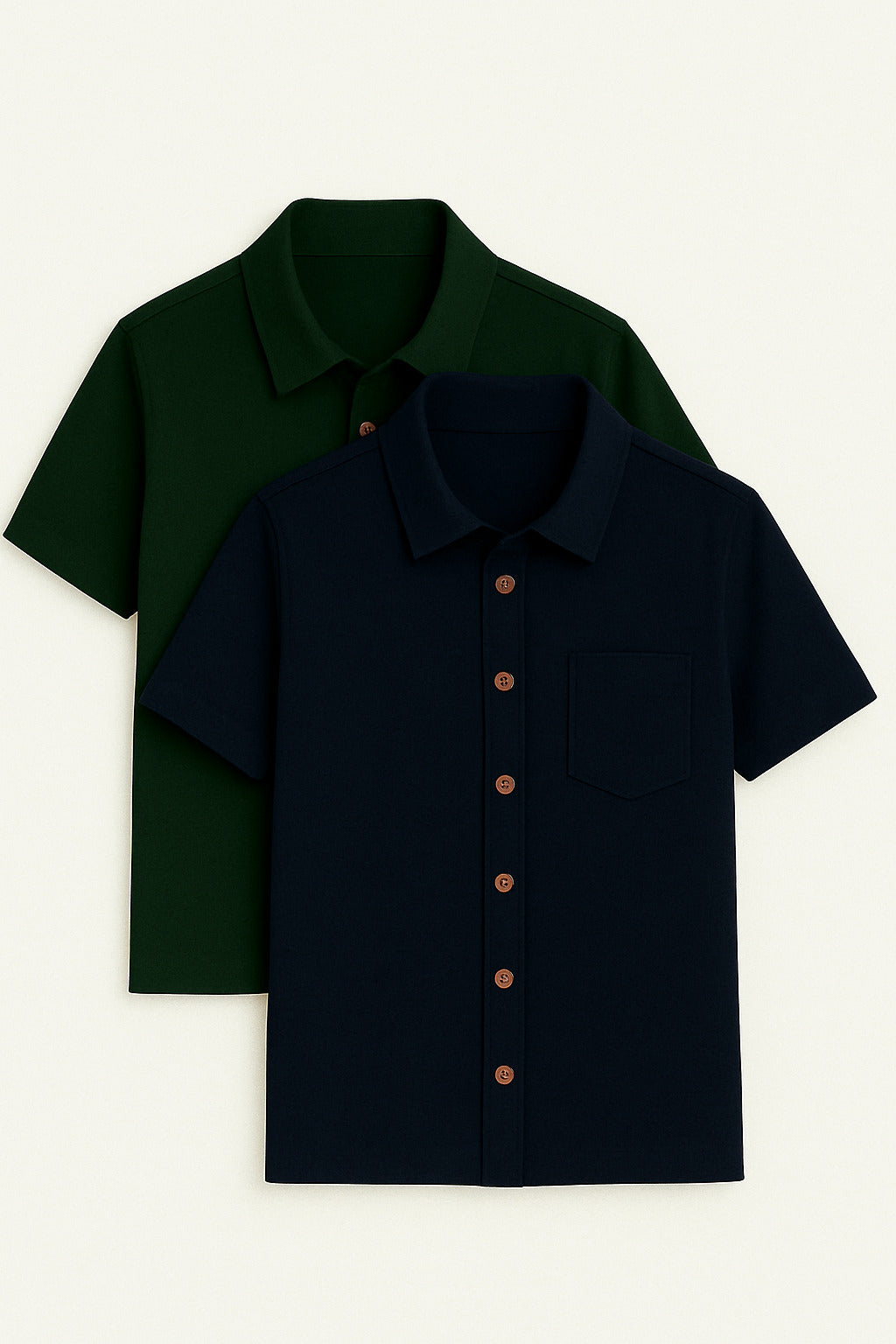 Pack of 2 Premium Cotton Shirts (Navy Blue & Dark Green)