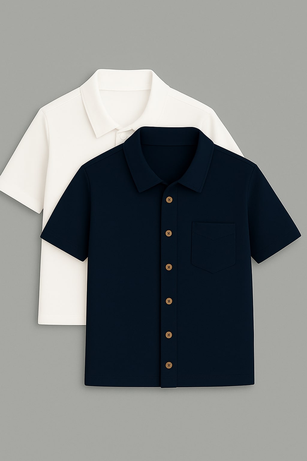 Pack of 2 Premium Cotton Shirts (White & Navy Blue)