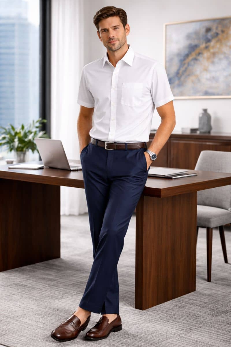 white formal shirt for men full view