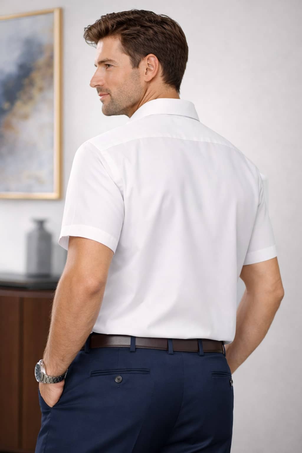 white formal shirt for men back view