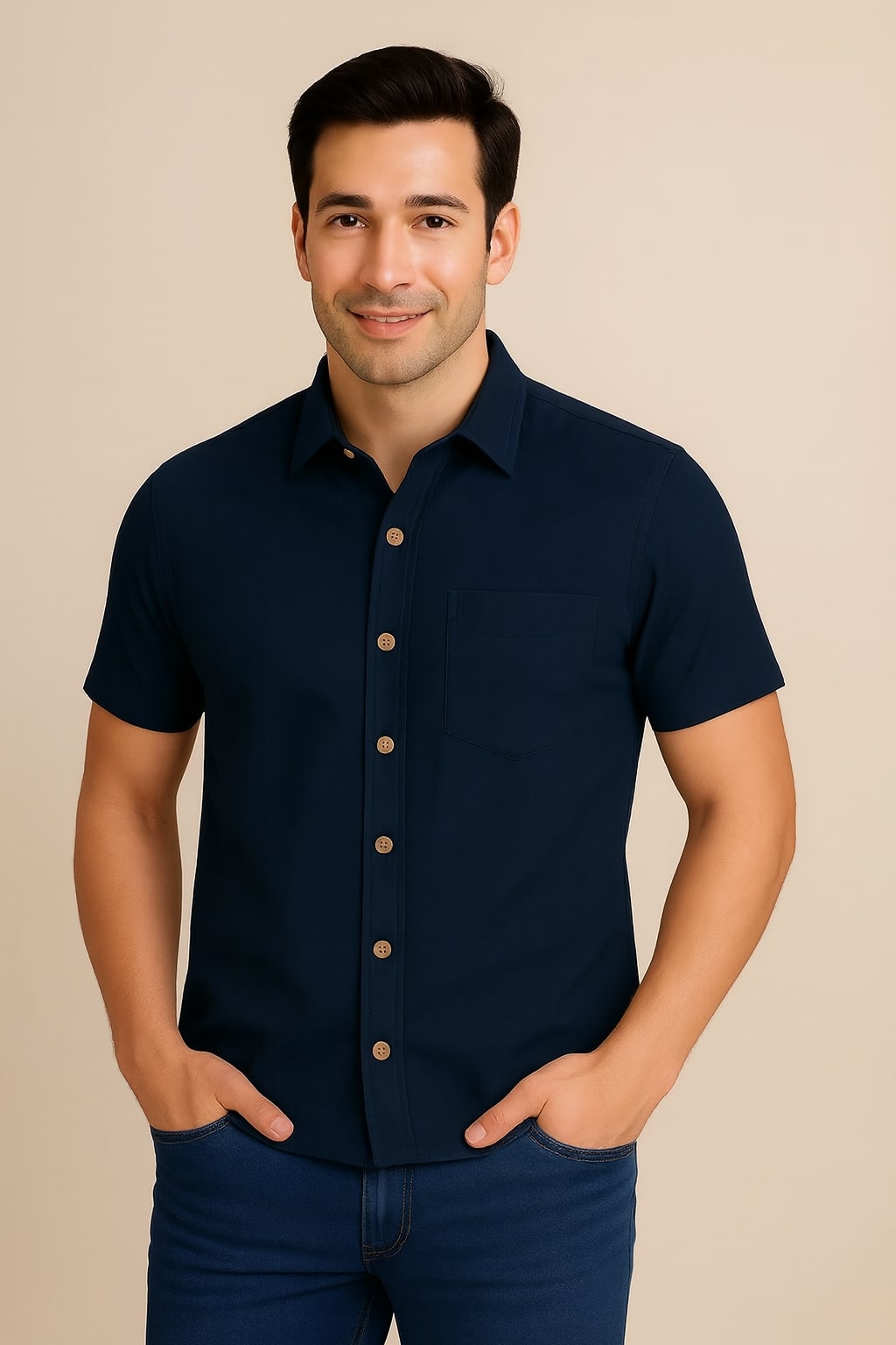 Premium Cotton Shirt Navy Blue