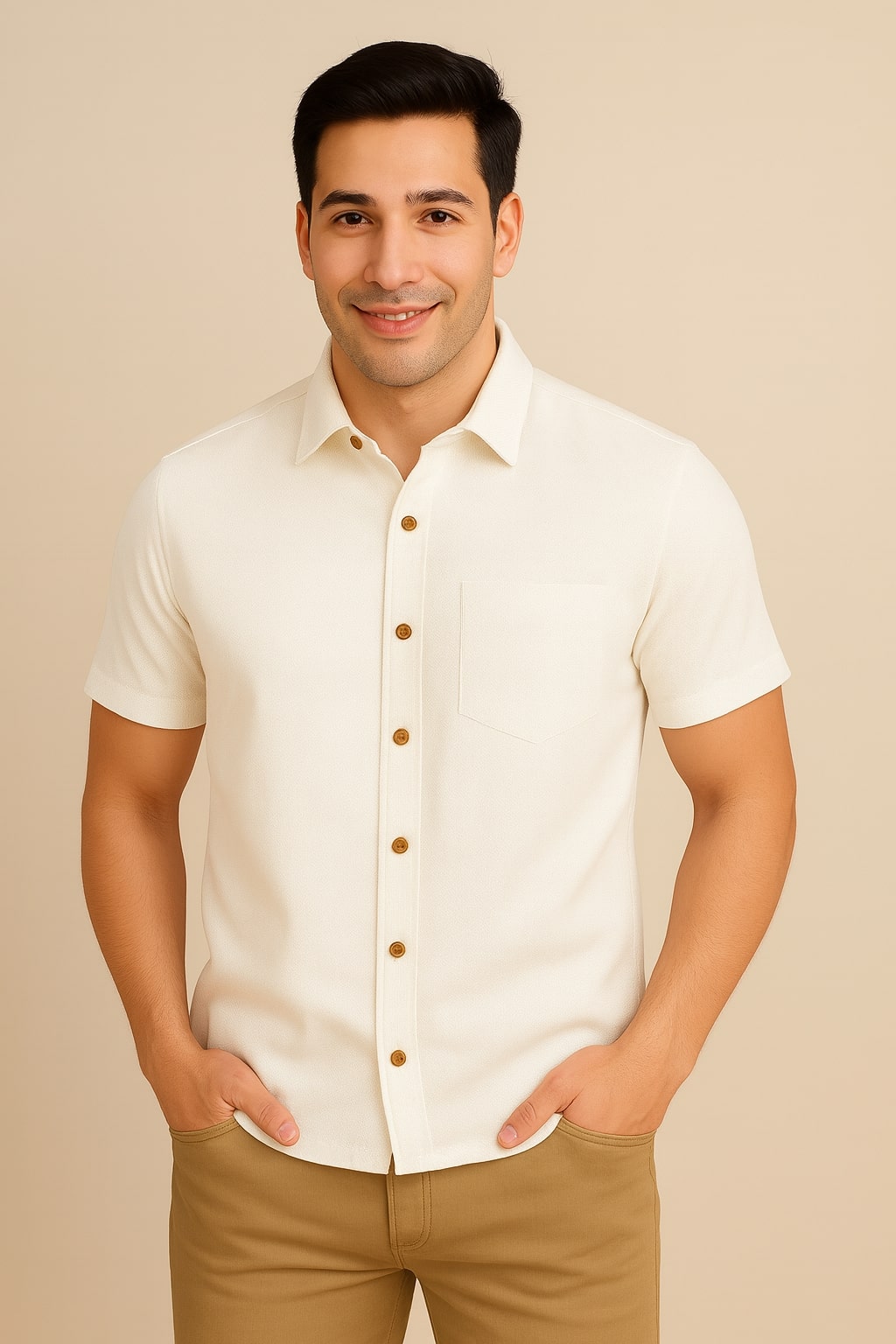 Pack of 2 Premium Cotton Shirts (White & Navy Blue)