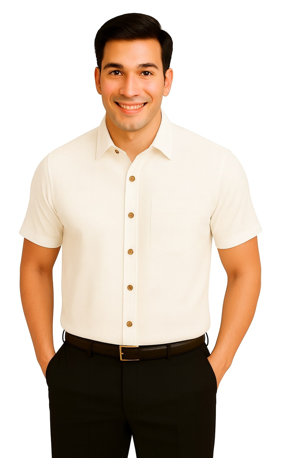 Pack of 2 Premium Cotton Shirts (White & Navy Blue)