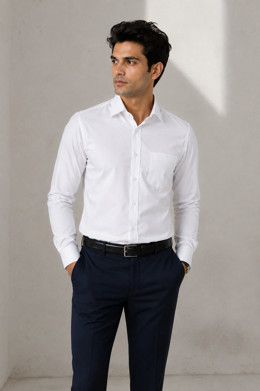 White Dobby Cotton Formal Shirt