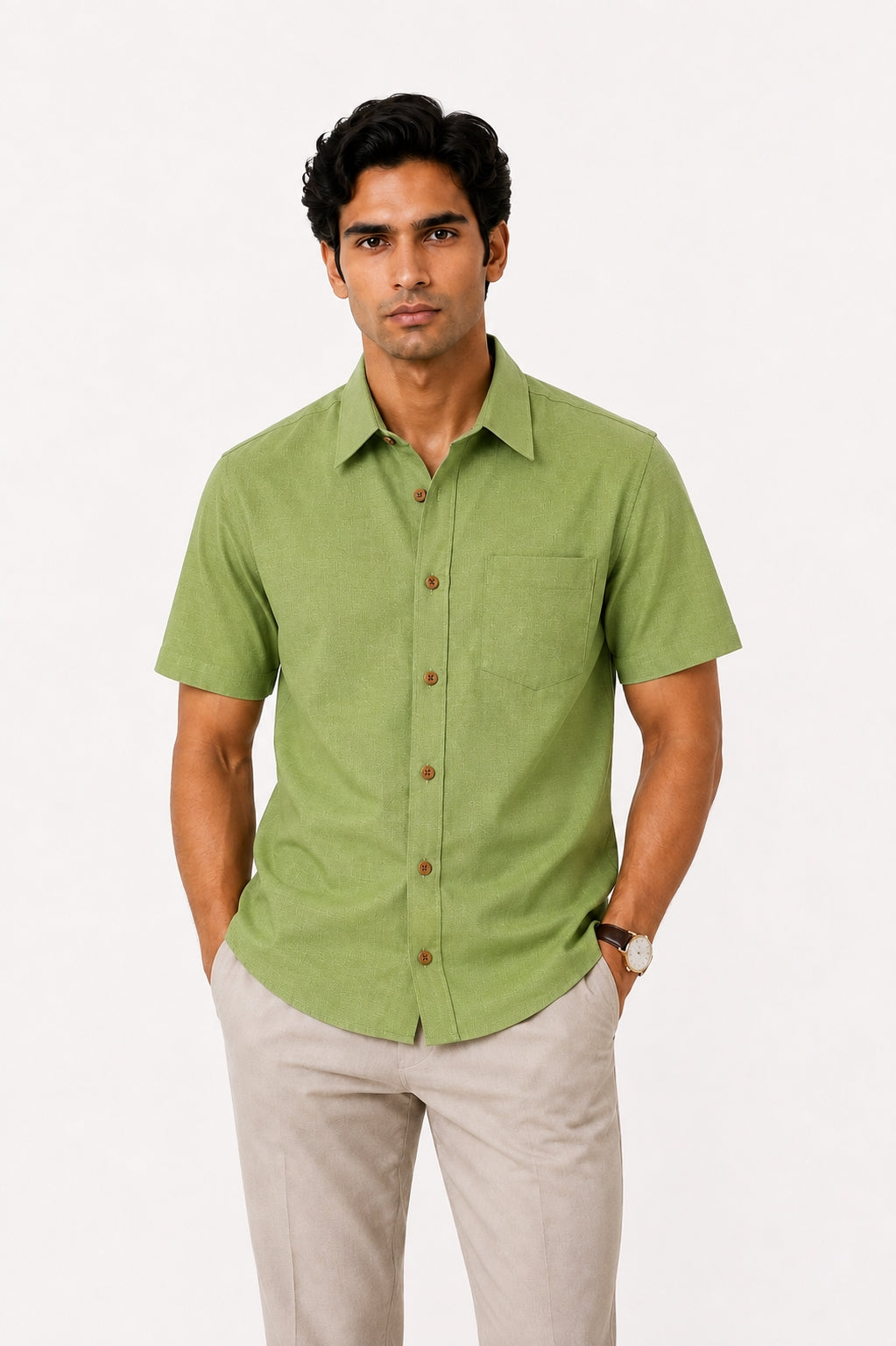 Pack of 2 Premium Shirts - Sage Green and Navy Blue