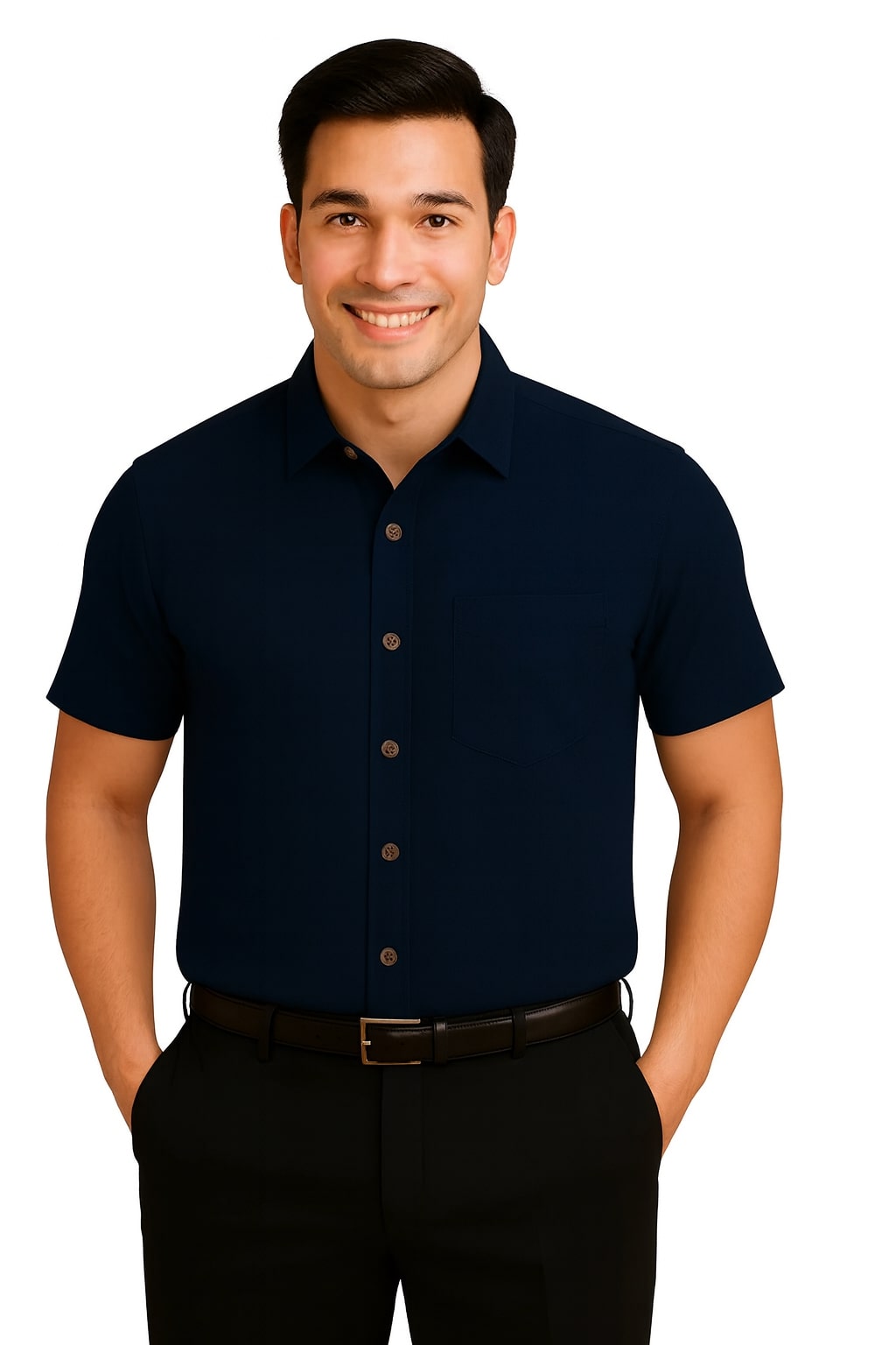 Pack of 2 Premium Cotton Shirts (White & Navy Blue)