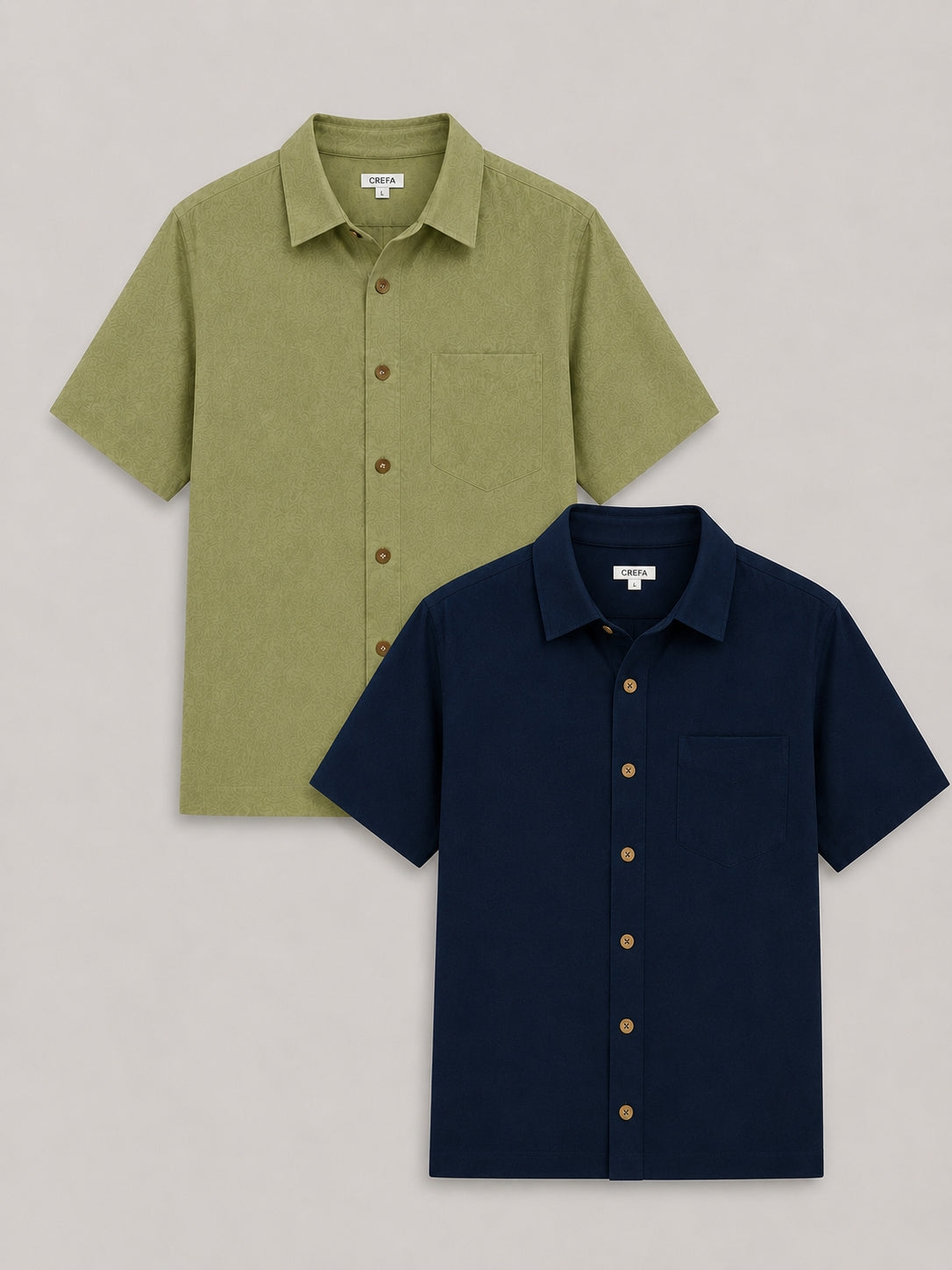 Pack of 2 Premium Shirts - Sage Green and Navy Blue